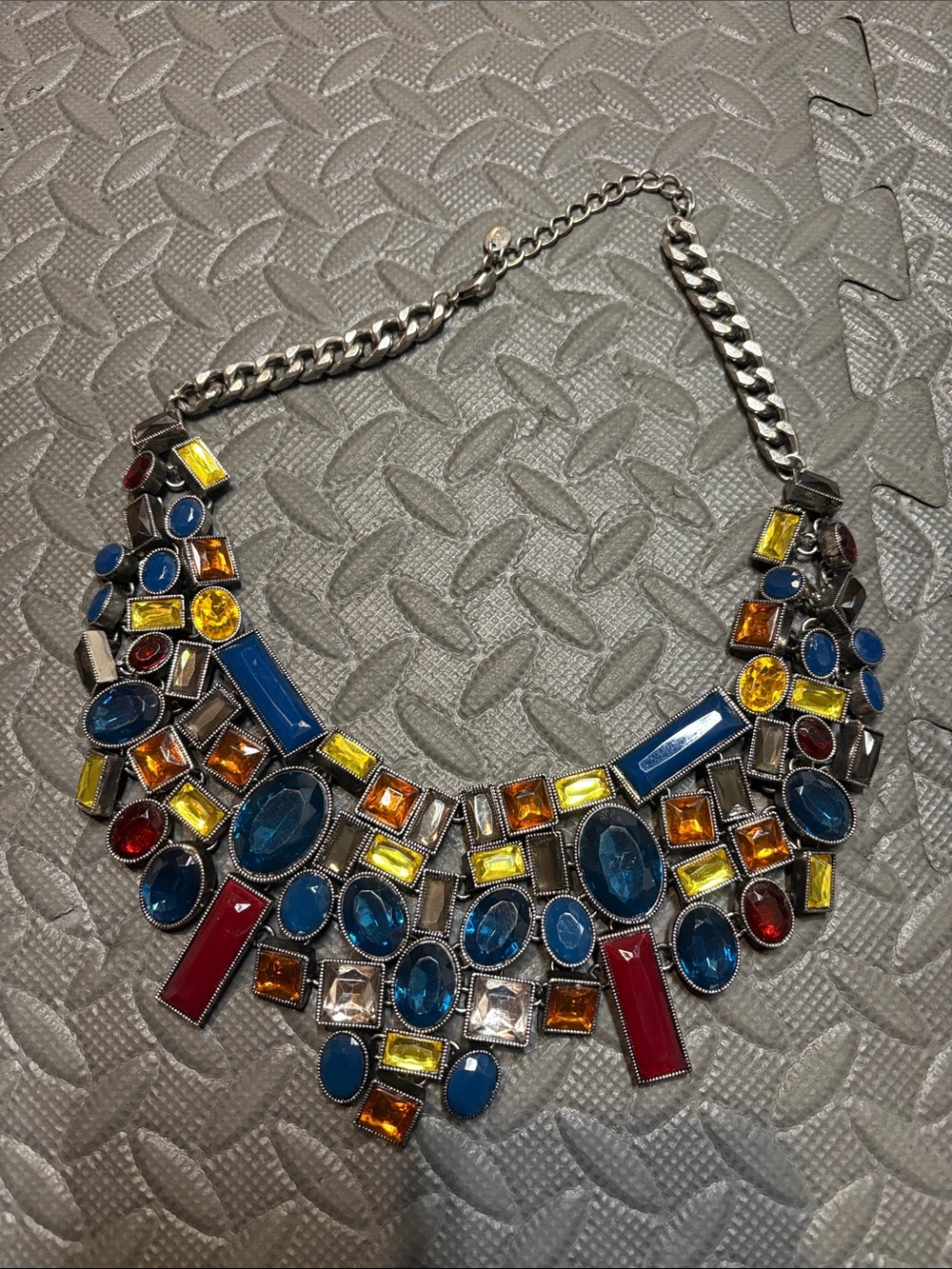 Zara Multicolor Gem Necklace with Blue, Yellow & Red Accents